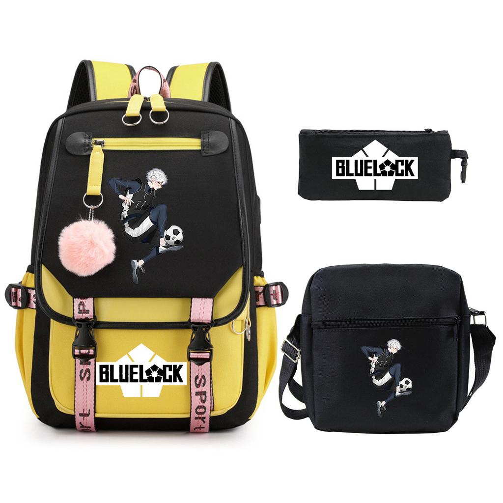 Trend Campus Primary And Secondary School Students Schoolbag Blue Prison Periphery Animation Backpack Pencil Bag