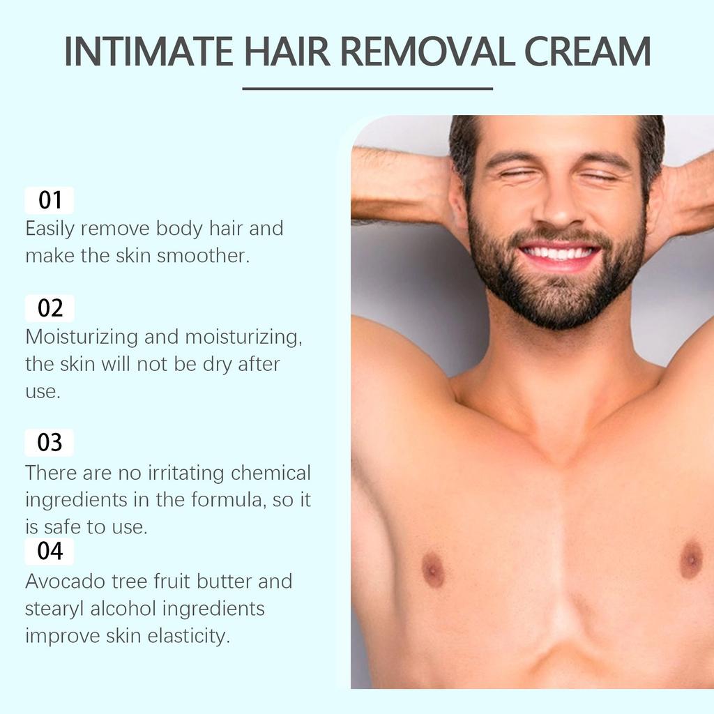 Men's Hair Removal Cream Men's Armpits, Arms, Whole Body Cleansing, Smoothing, Moisturizing, Gentle Hair Removal Cream