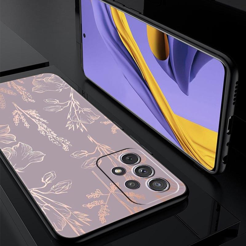 Gold Rose Love Heart Phone Case For Samsung Galaxy A17 A07 A55 A35 A25 A15 A05s A33 A31 A23 A21s A13 A41 A73 A53 A51 A71 Cover