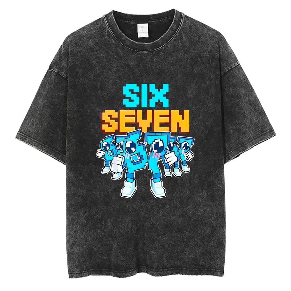 Funny Italian Brainrot Six Seven  Number Vintage Washed Tshirt Bruh Steal A Bratnrot Meme T Shirts Men Women Humor T Shirt