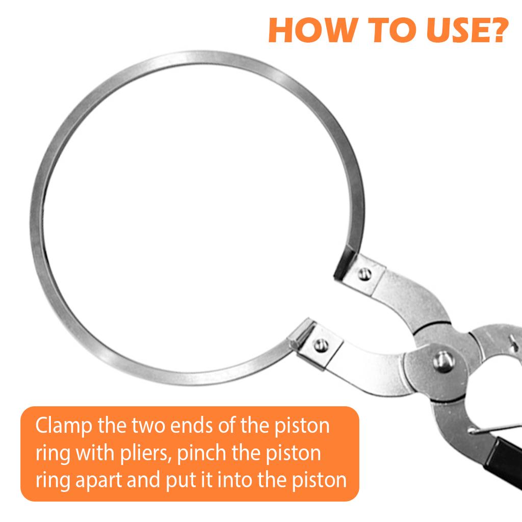 Инструмент для компрессии поршневых колец Инструмент для установки и снятия поршневых колец двигателя автомобиля Регулируемые размеры от 2-1/8 дюйма до 7 дюймов с плоскогубцами