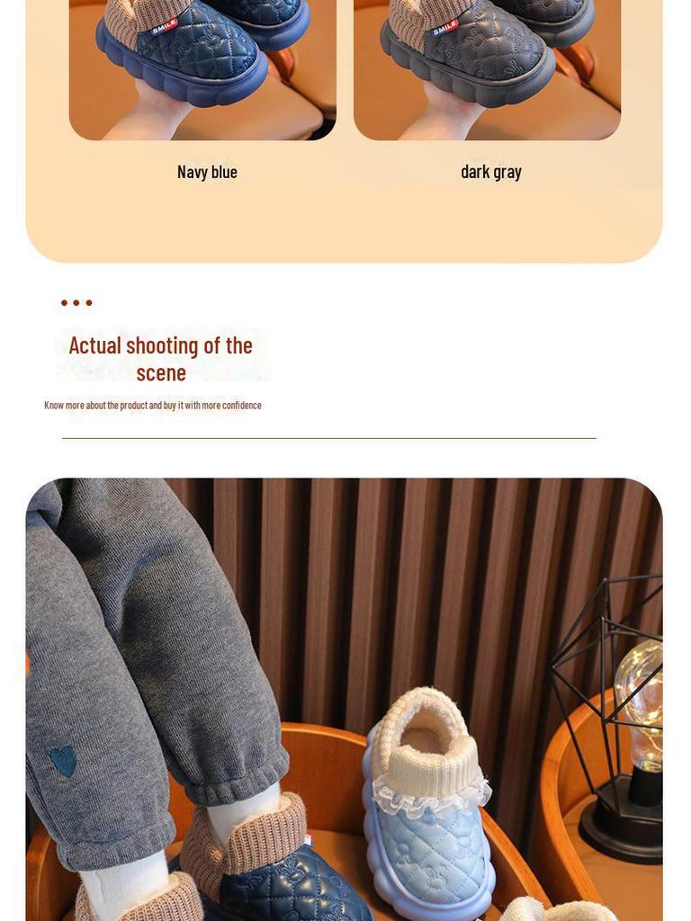 Детские водонепроницаемые хлопковые туфли с бархатной подкладкой - нескользящий дизайн с изображением мультяшного кролика для мальчиков и девочек