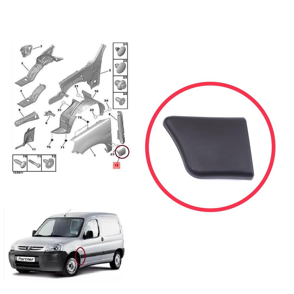 BSP1204-1 Передний левый молдинг крыла для Peugeot Partner M59 2002-2008 Facelift 8544.J5