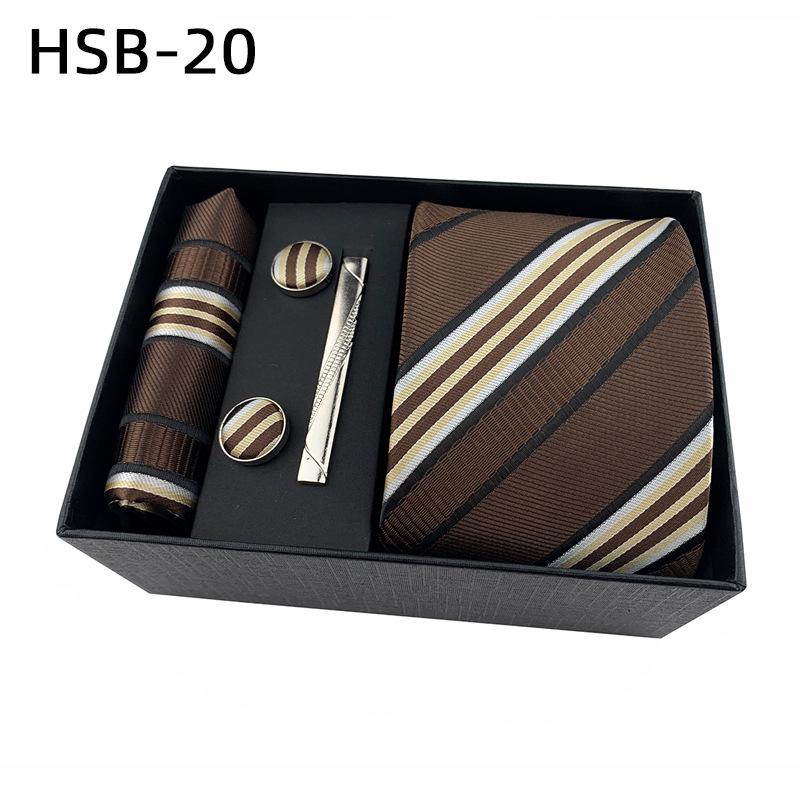 Подарочный набор мужских черных деловых галстуков: Полосатые и однотонные галстуки, нагрудный платок, зажим для галстука