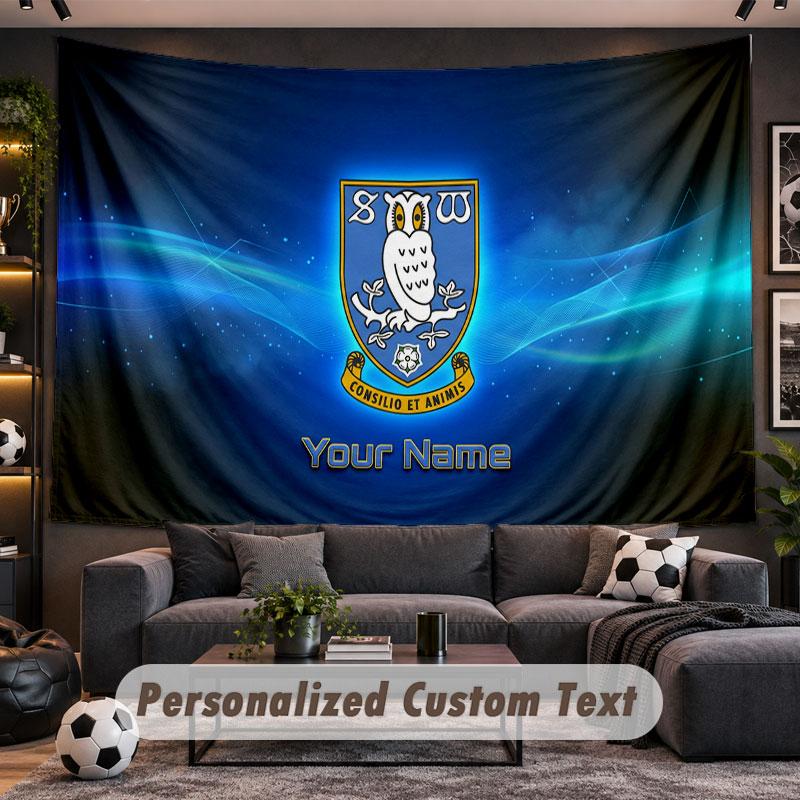 Wall Hanging Tapestry Custom NameSheffield Wednesday FC Pattern Personalized Printed Fabric Wall Decor