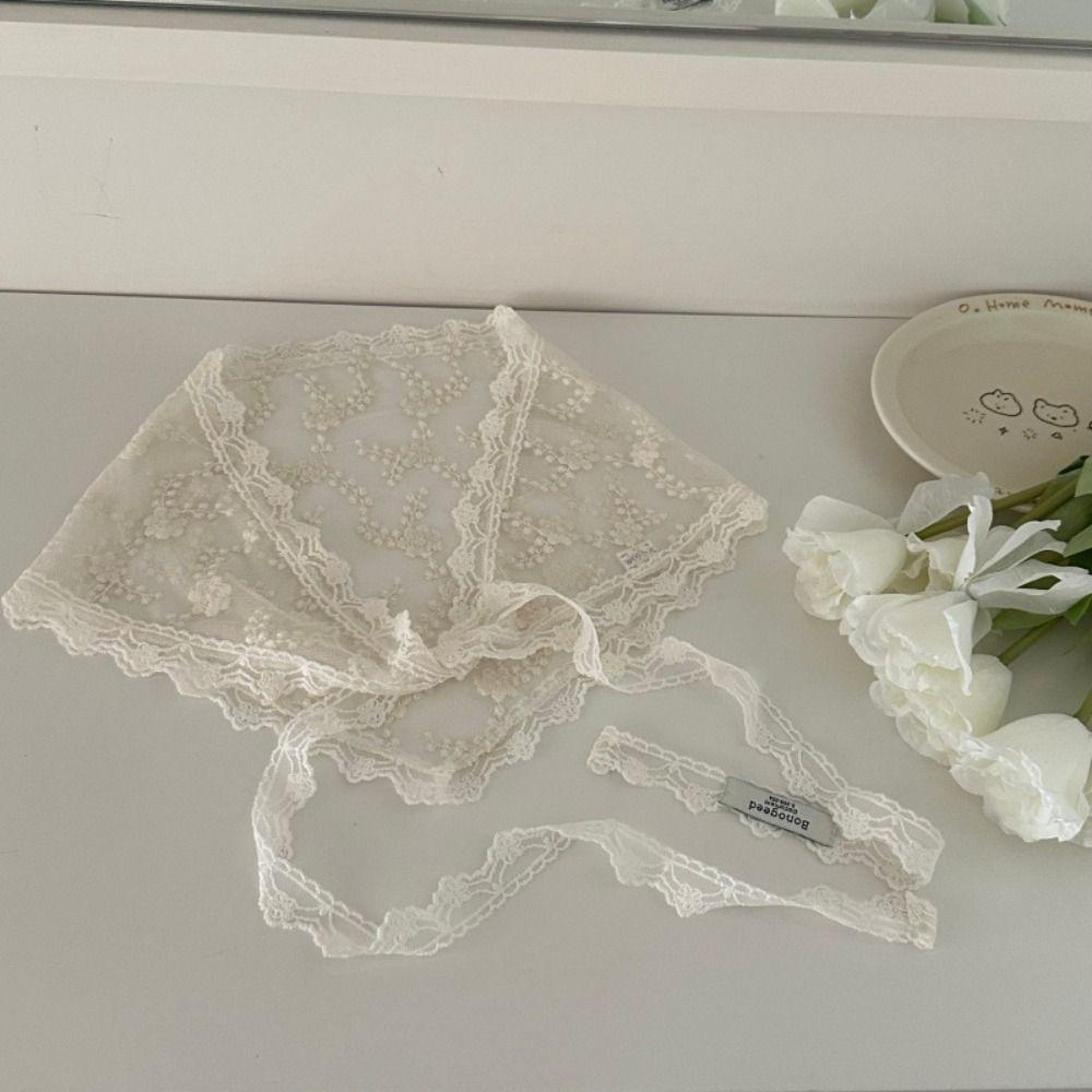 Floral Printed Lace Triangle Scarf Embroidered Embroidered Flower Scarves Butt Curtain  Party