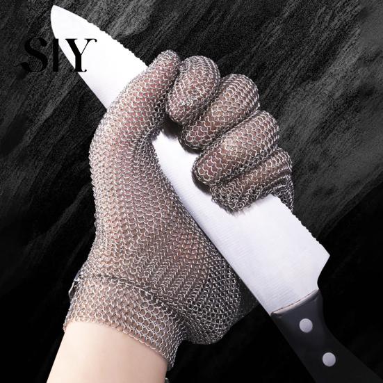 Metal Mesh Gloves Cut Resistant Glove Stainless Steel Adjustable Wrist Buckle Multi-Purpose Butcher for Kitchen Cooking Meat Cutting