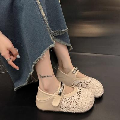 Маленькое увеличение внутренней высоты тканые дышащие туфли Boken женские 2025 новые серия Mori с юбкой французские красивые сандалии