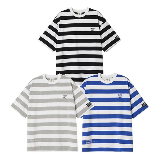 Unisex White Logo Stripe Short Sleeve T-Shirt