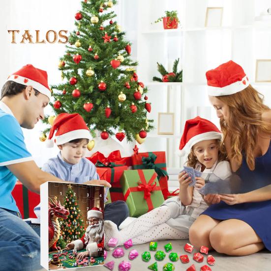 DND Dice Адвент-календарь 2024 Акриловые разноцветные многогранные игральные кости Набор для геймеров Ролевые игры 24-дневный рождественский календарь обратного отсчета