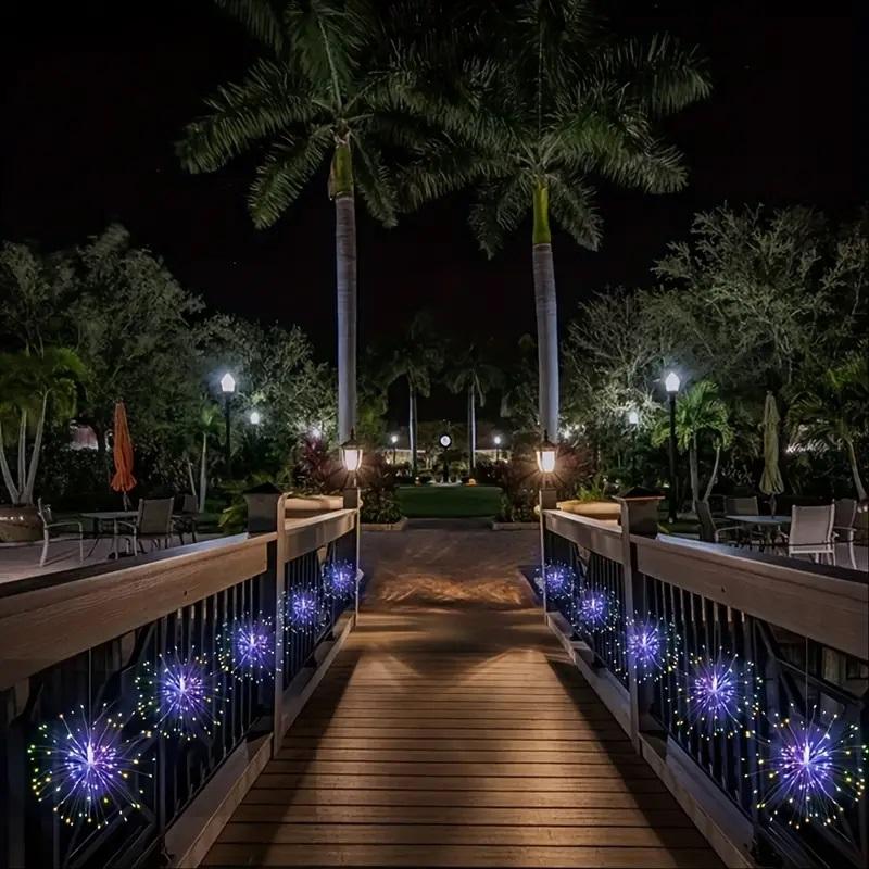 5 шт. 300 светодиодных солнечных лампочек, фейерверки, дистанционное управление, таймер, 8 режимов, регулируемая яркость, водонепроницаемые, подвесные гирлянды для вечеринок на патио