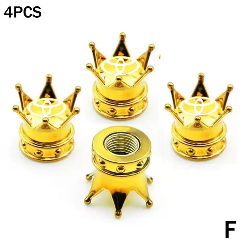 BBF1 4PCS Crown Style Tire Valve Stem Caps, Air Caps Cover, Aluminum Alloy Dustproof And Waterproof Valve Caps Cover For All Toyota