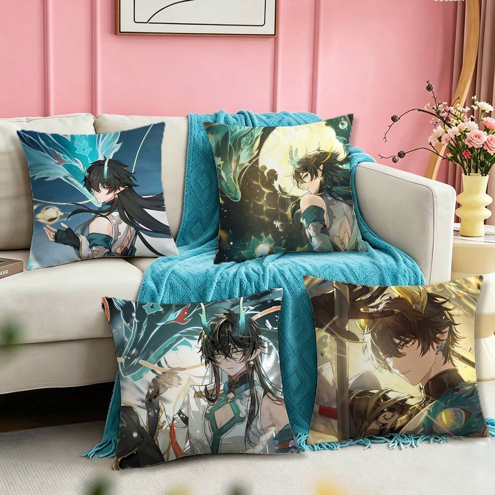 HSR DDan Heng Pillow Case Square DoubleSided Sofa Cushion Cover Bedroom Bedside Pillow