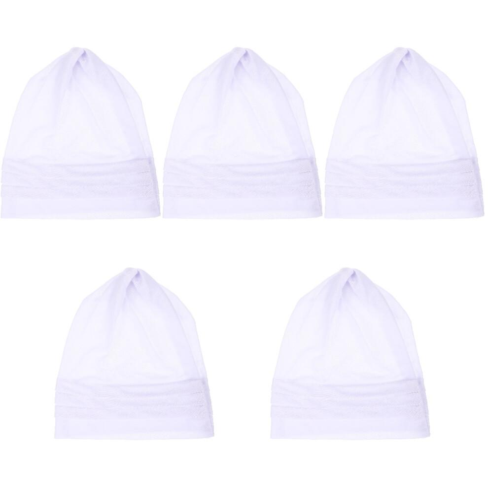 5Stk Atmungsaktive Baumwoll Schlafhaube Weiß Komfort Bonnet Für Damen