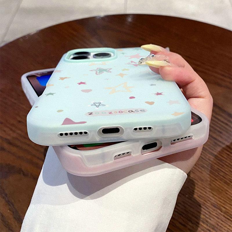 Матовый frosted чехол с рисунком, ощущением кожи, PC+TPU 2-в-1, с принтом звезд, защитная крышка, мягкая задняя крышка