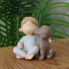 Creative Angel Girl and Dog Sculpture Decoration Home Living Room Bookcase Decoration Crafts Resin Statue Decoration