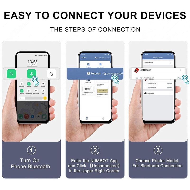B21 портативный термопринтер Bluetooth беспроводной принтер для наклеек с самоклеящимися этикетками для штрих-кодов одежда ювелирные изделия