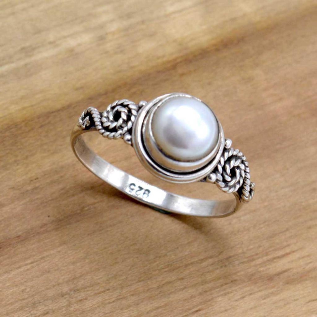 Кольцо из стерлингового серебра 925 пробы с жемчугом, кольцо ручной работы с натуральным жемчугом