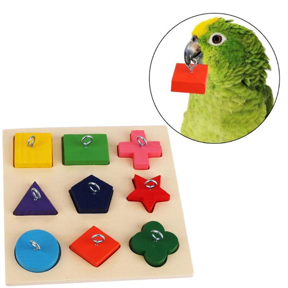 Parakeet Pet Educational DIY Colorful Playing Interactive Parrot Bird Toys Wooden Block Puzzles