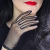Girls White Faux Silk Transparent Black Ultra Thin Opera Gloves Finger Gloves Mesh Short Gloves