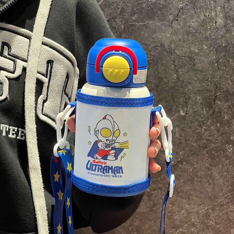 Ultraman Kids Insulated Water Bottle With Straws For School And Travel
