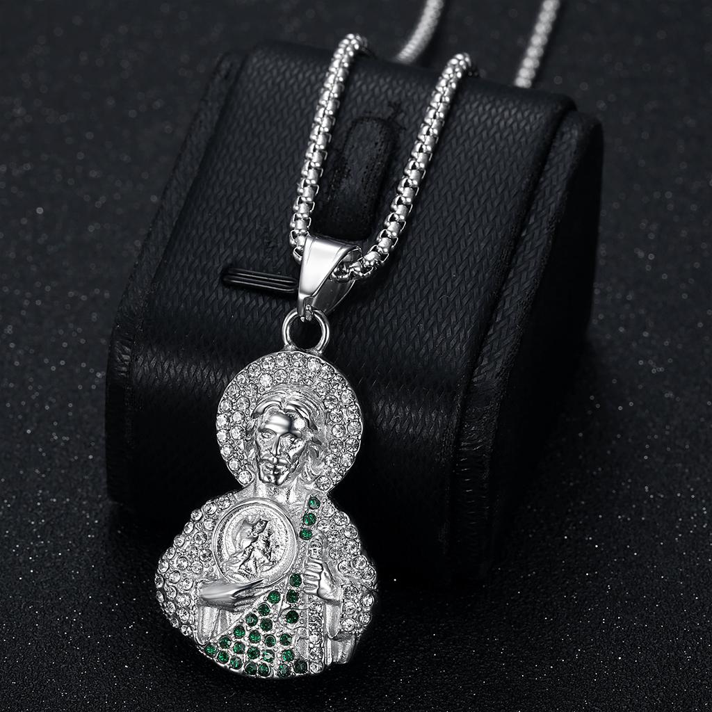 European and American Style St. Jude Stainless Steel Gold-plated Necklace Pendant Accessories 2026 Men's Fashion Personality Party Wear Accessories