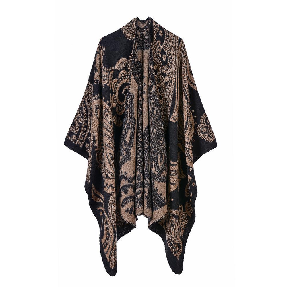 Scarf Women'S Versatile Thickened Warm Shawl Women'S Cashew Nut Flower Cashmere Cape