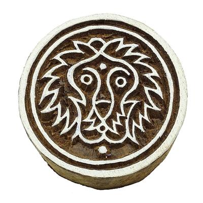 Индийский Ручной Резной Знак Зодиака Лев Деревянный Блок Печати Текстильный Штамп