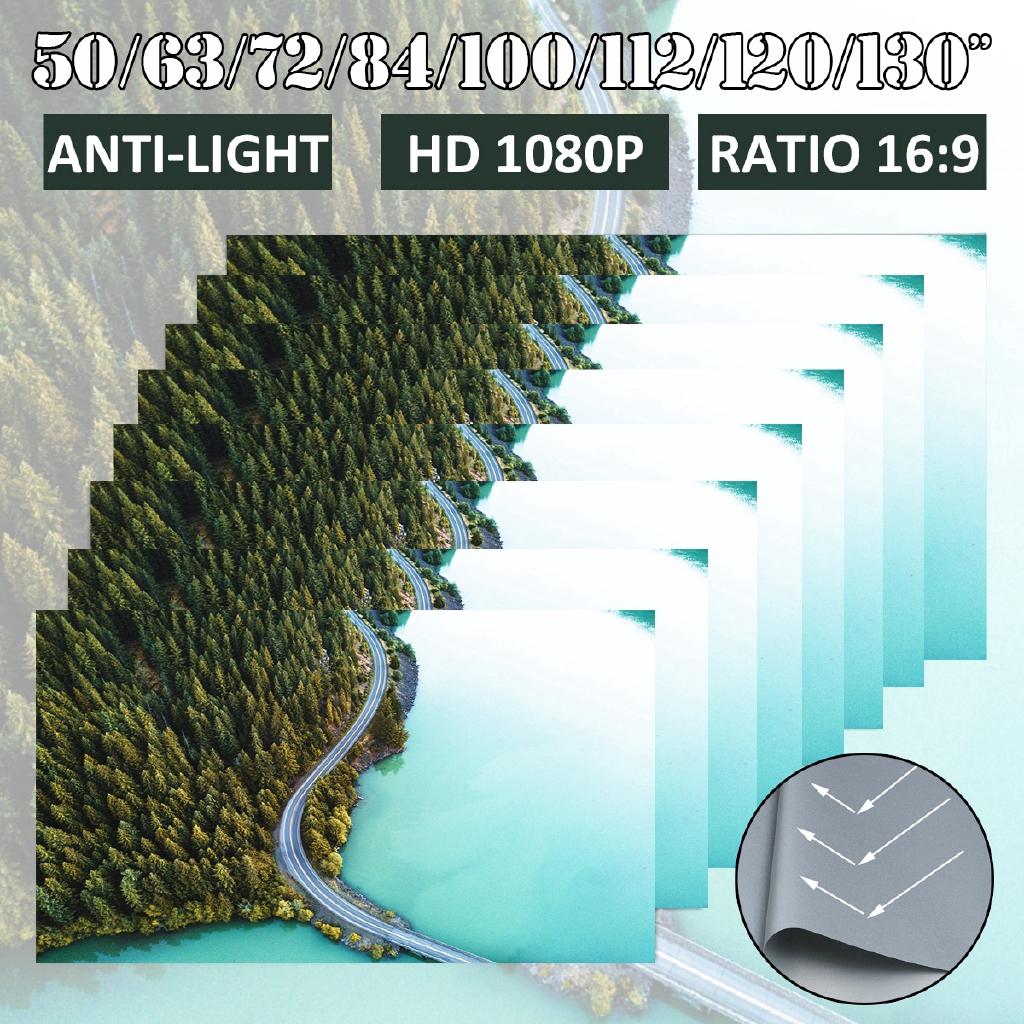 16:9 50/60/63/72/84/100/112/120/130-дюймовый экран 3D Домашний кинотеатр HD 1080P Проекционный экран Портативный Складной Антибликовый Проектор