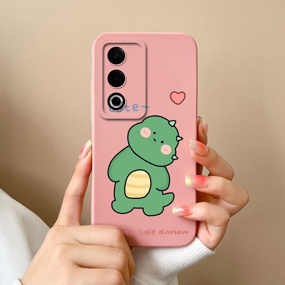 Cases For OPPO Realme 12 13 Pro Plus P1 Pro Cute Dinosaur Pattern Screen Protector Soft Liquid Silicone Protective For OPPO Back Covers Anti Slip Capa