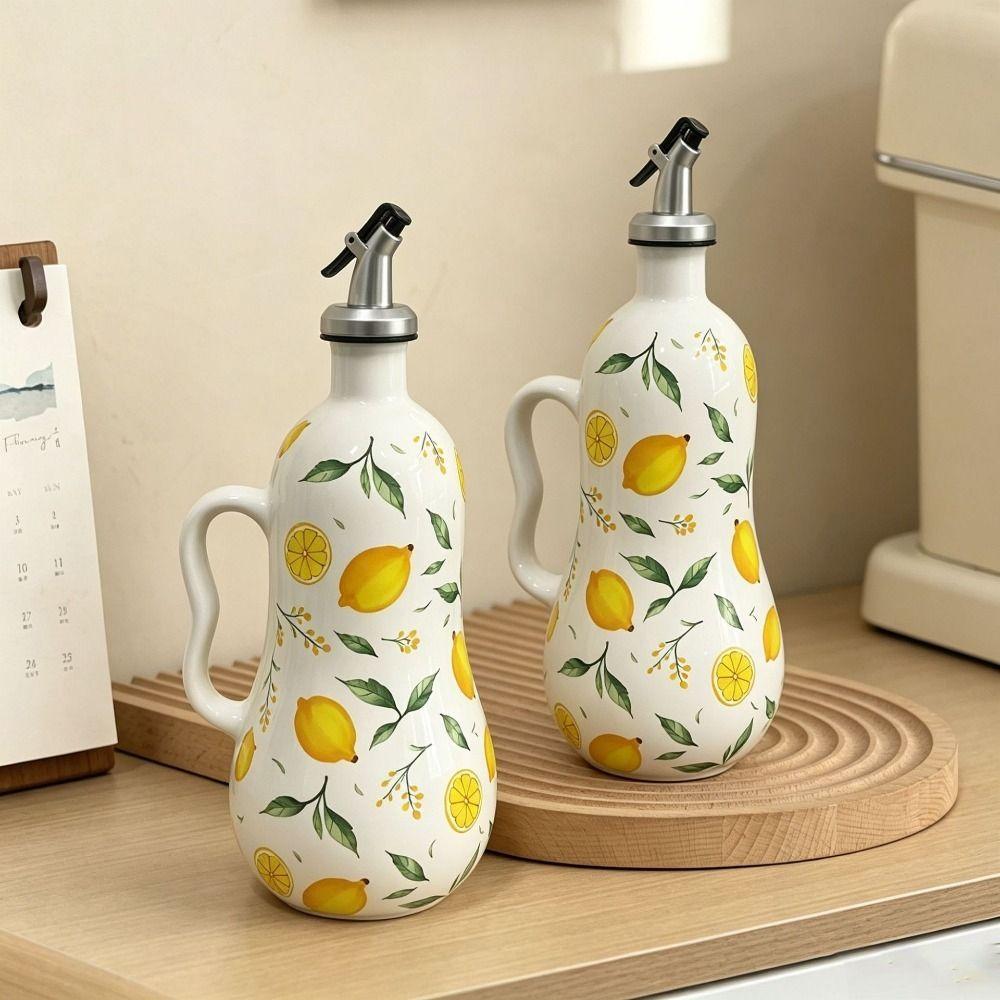 Underglaze Embossed Olive Oil Dispenser Leak-proof Vinegar Can Creative Seasoning Bottle for Home