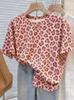 Summer Women's Men's Leopard Print Round neck Short Sleeve T-Shirt Graphic Tee Soccer Jersey Plus Size Sport T-Shirt Tops