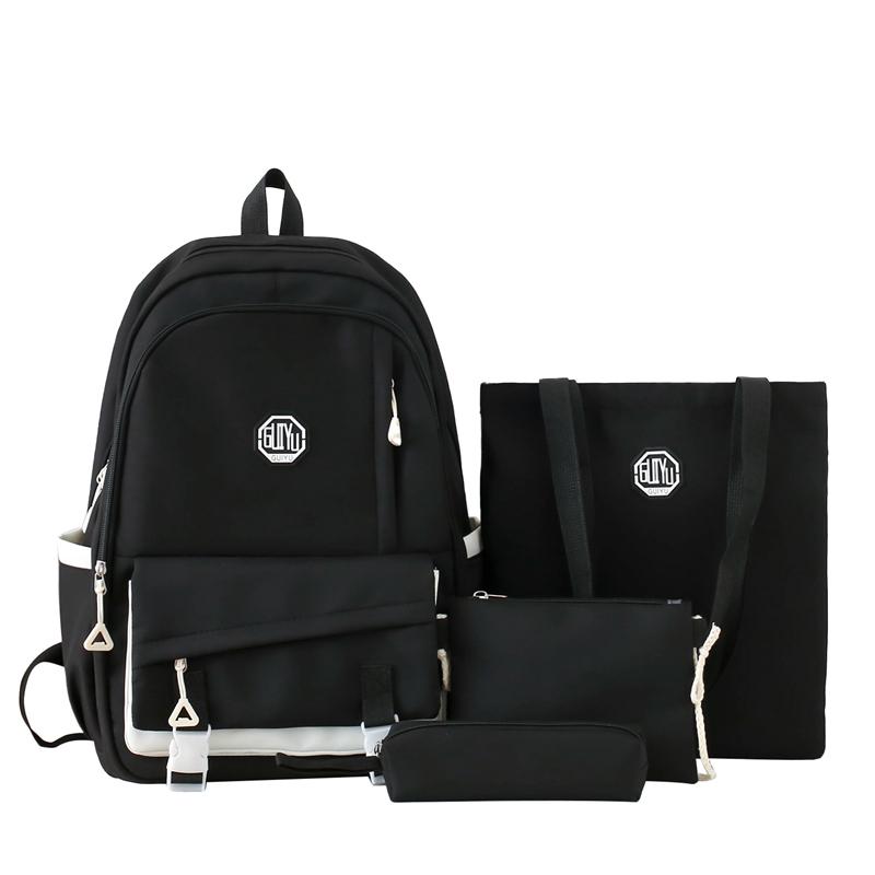 Набор из четырех предметов: рюкзак, школьная сумка для учеников средней школы, рюкзак большой вместимости для кампуса для мужчин и женщин