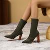 Полувысокие ботильоны с острым носком для женщин, очень высокий каблук, эластичные, до середины икры, женская обувь, мода весна-осень 2025, распродажа обуви