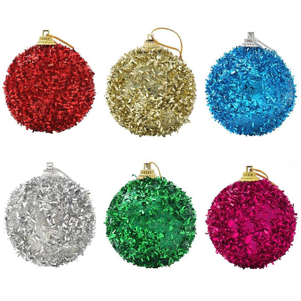 6Pcs/Set Creative Christmas Decoration Pendant Shiny Solid Color Xmas Tree Hanging Pendants 6cm Shatterproof