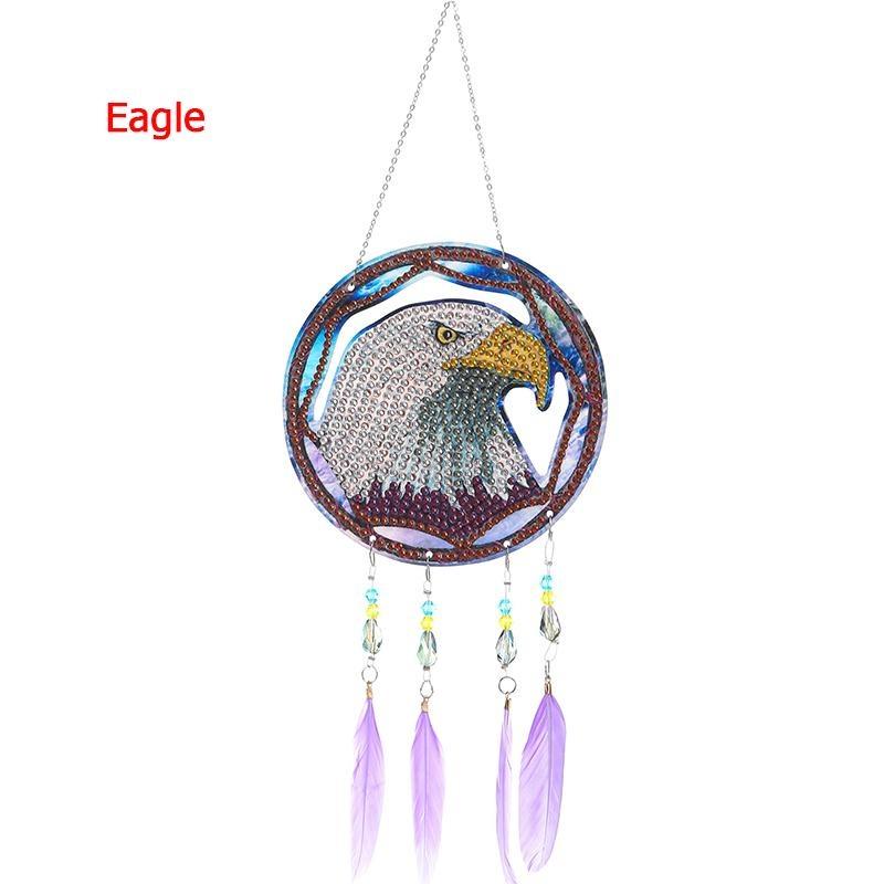 1 шт. DIY Алмазная картина 5D DIY Точечная дрель Алмазная картина Колокольчик ветра, Двусторонняя картина Украшения с подвеской из перьев для украшения сада