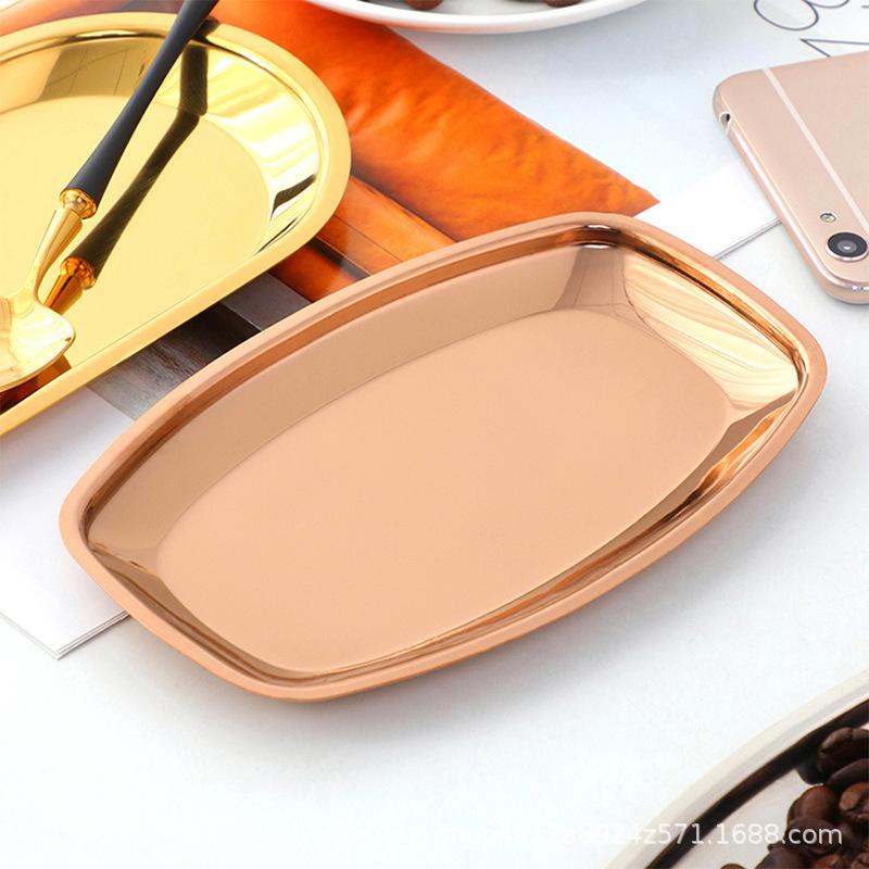 Stainless steel square steel plate, hotel restaurant, Dim sum plate, jewelry plate, ellipse, multi-purpose storage plate, towel plate
