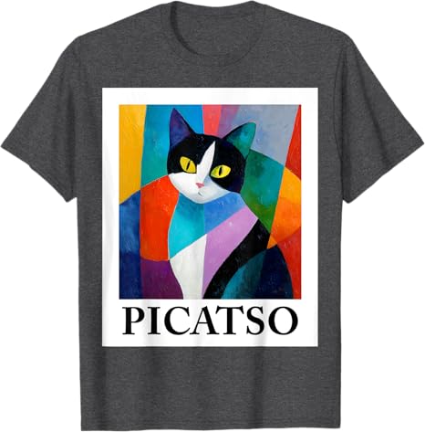 Colorful Cubist Cat Art Design  Funny Abstract Picatso TShirt Humor Kitty Pop Personality Graphic Outfit Y2k Design Saying Tee