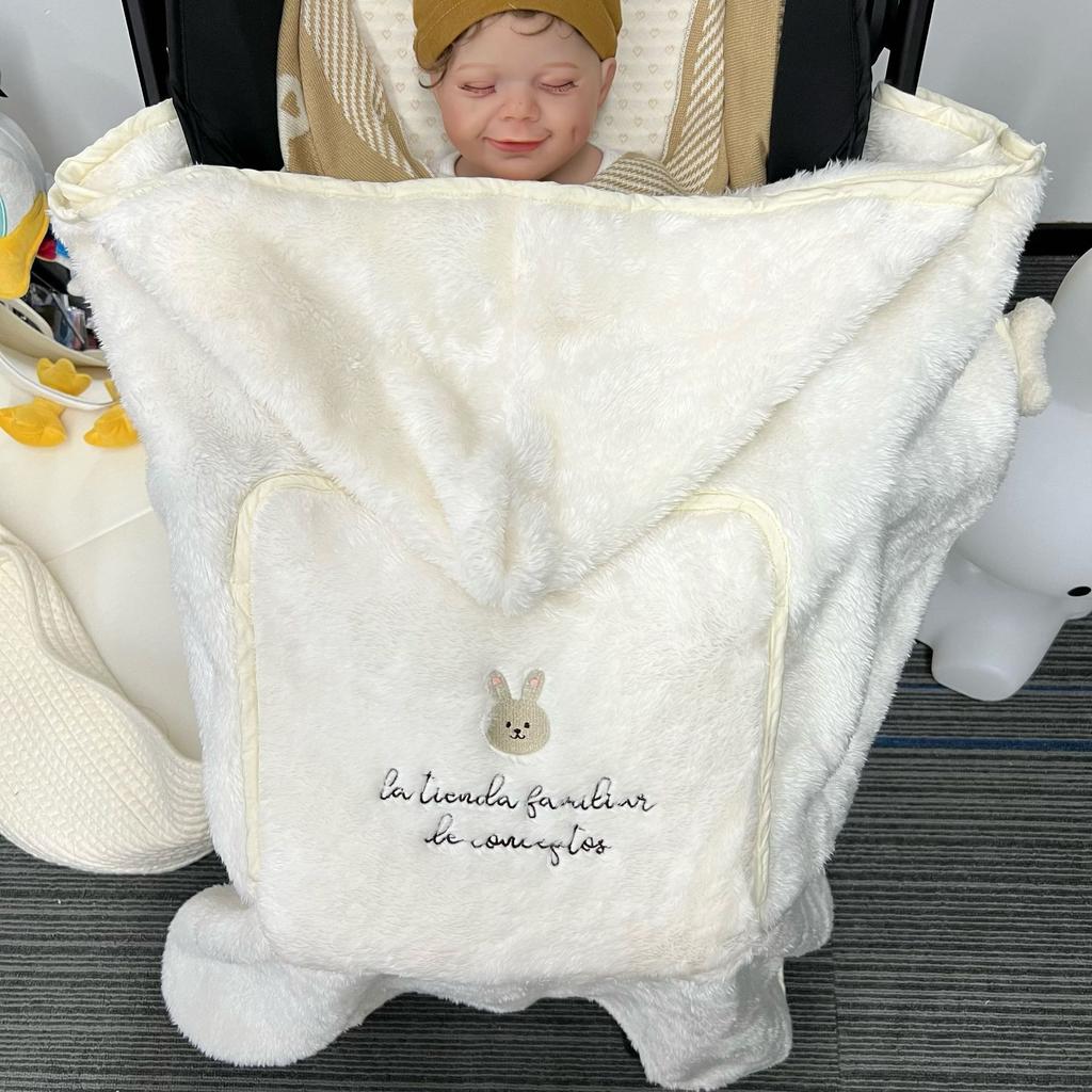Baby Stroller Outdoor Blanket Autumn Winter Warm Teddy Bear Children's Blanket Multifunctional Windproof Cover Blanket Cloak