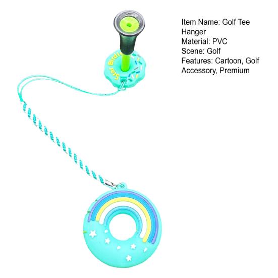 Golf Tee Holder Plastic Anti Lost Golf Tee Hanger Cartoon Donut Golf Tee Ring with Strap Golf Accessories for Men Women Golfer Gifts