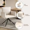 Set of Two Dining Chairs, Upholstered Armchair with 4 Metal Legs, 360 degrees Casual Swivel Chair, Work and Desk Chair, Lumbar Support, Velvet, Beige