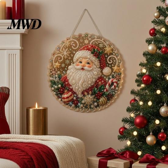 Holiday Gift for Family Christmas Faux Pearl Art Kit, DIY Rhinestone Gem Painting Craft, Santa Tree Living Room Decorations Stocking Elk Pattern