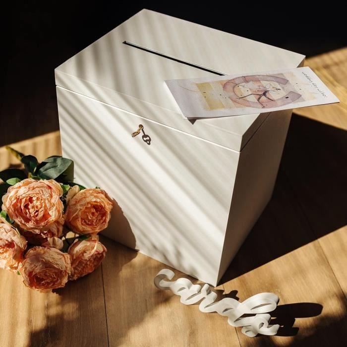 Деревянная шкатулка - Creative Deco - Шкатулка для свадебных подарков - 29 x 25 x 30 см - Крышка и ключ - Сувениры Письма
