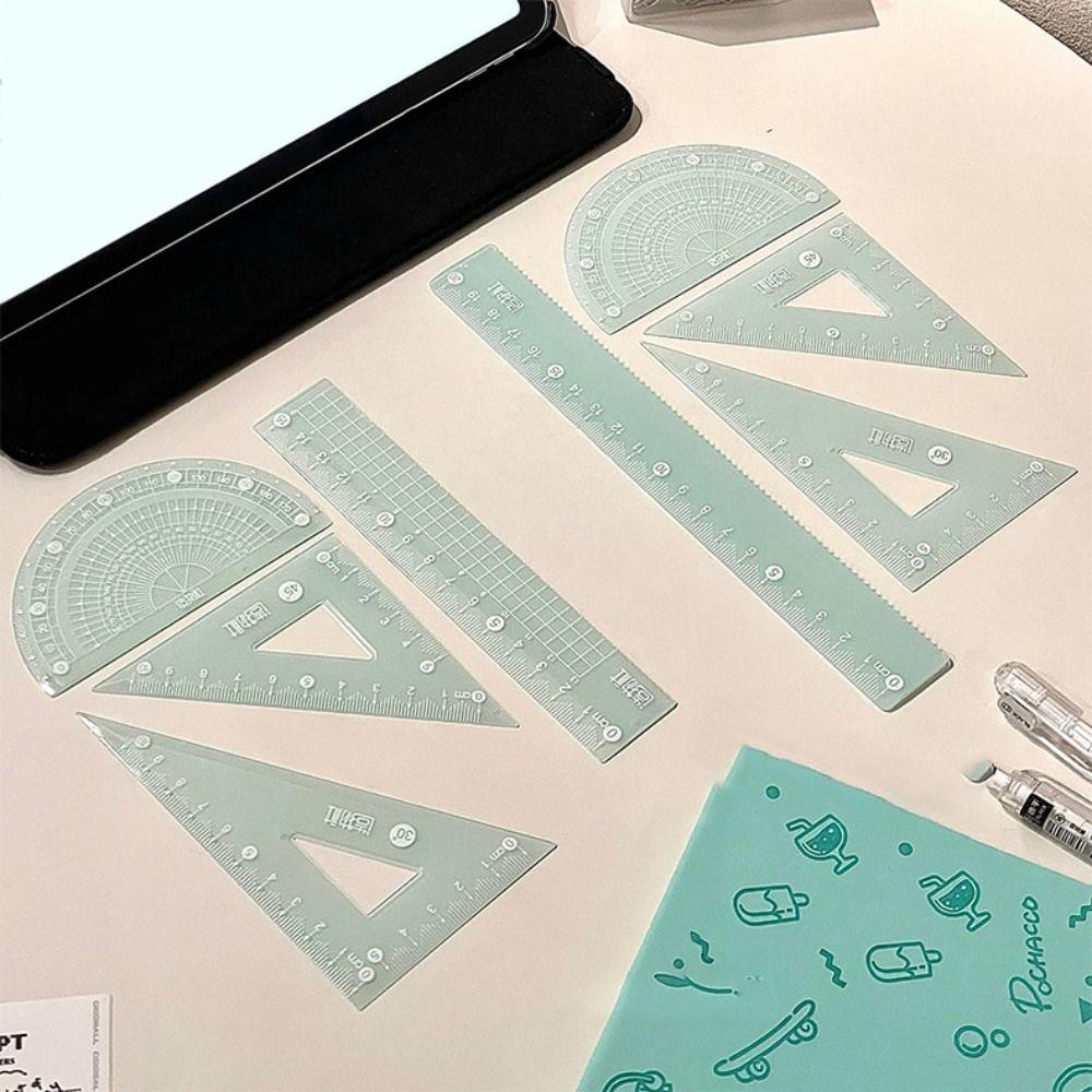 4 шт./набор Утолщенная прямая линейка Прозрачный угольник Многофункциональный набор желе-линеек Мальчики/Девочки