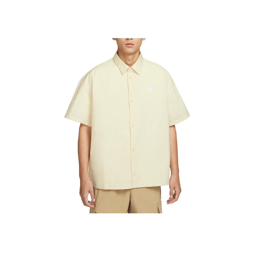 Nike Клуб SS25 Удобная Приятная к коже Модная Универсальная Футболка с коротким рукавом Мужские рубашки Светло-хаки Белый HJ2027234