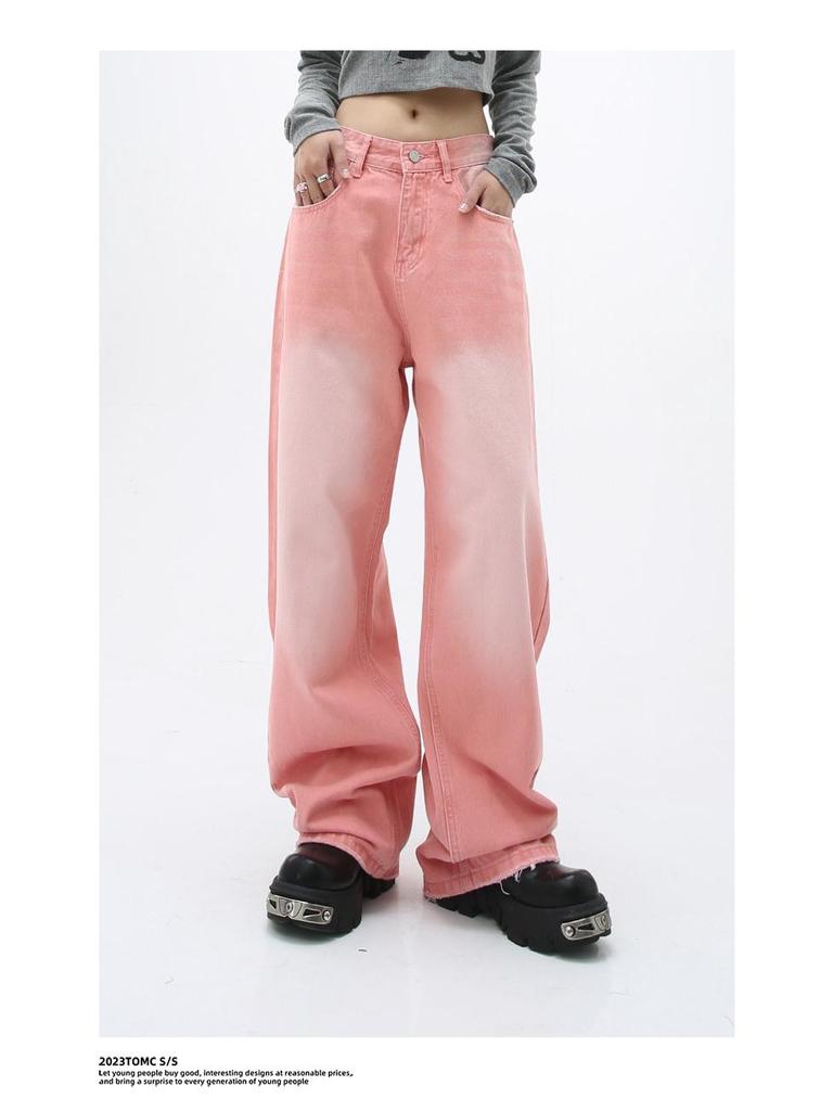 Carmour Denim | Ретро-цветные выстиранные широкие белые джинсы для мужчин и женщин