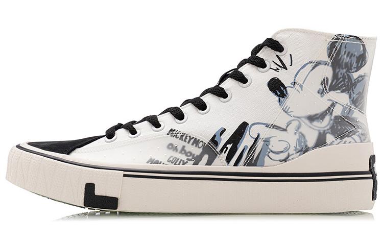 Disney x Li Ning Нескользящие Износостойкие Обувь для Баланса Высокие Кеды Женские Черный Бежевый Белый AGCQ324-1