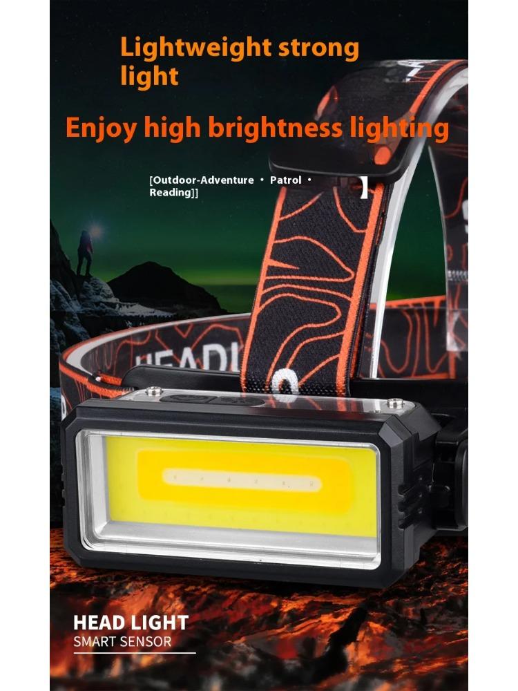 COB LED рабочий налобный фонарь с датчиком, мощный, перезаряжаемый фонарь типа C, водонепроницаемый, для кемпинга, рыбалки, поиска