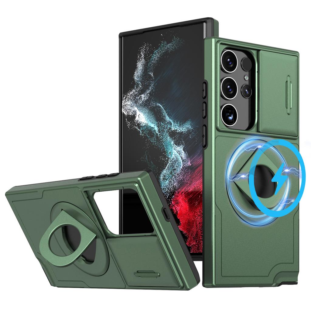 Для Samsung Galaxy S23 Ultra Магнитный чехол для телефона Магнит N52+ПК+ТПУ Ударопрочная крышка-подставка
