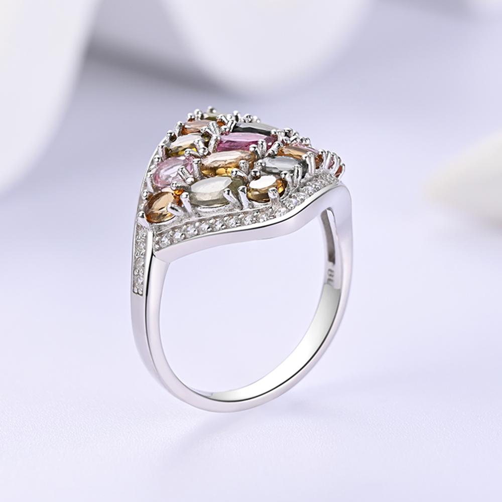 Роскошное кольцо из стерлингового серебра 925 пробы с натуральным мульти-турмалином, женское изящное ювелирное изделие, подарок для вечеринки